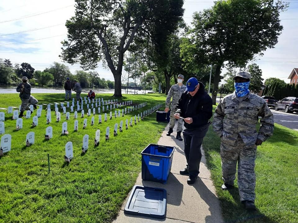 AmVets 1942 sets up the tombstones in 2021 to honor the fallen. Provided by Corl-Gaynier Amvests Post 1942.