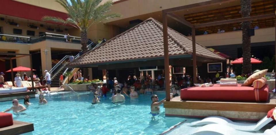 The H20 Pool and Bar at Golden Nugget Casino in Biloxi has poolside daybeds and dozens of lounge chairs for a cool way to spend a warm day.