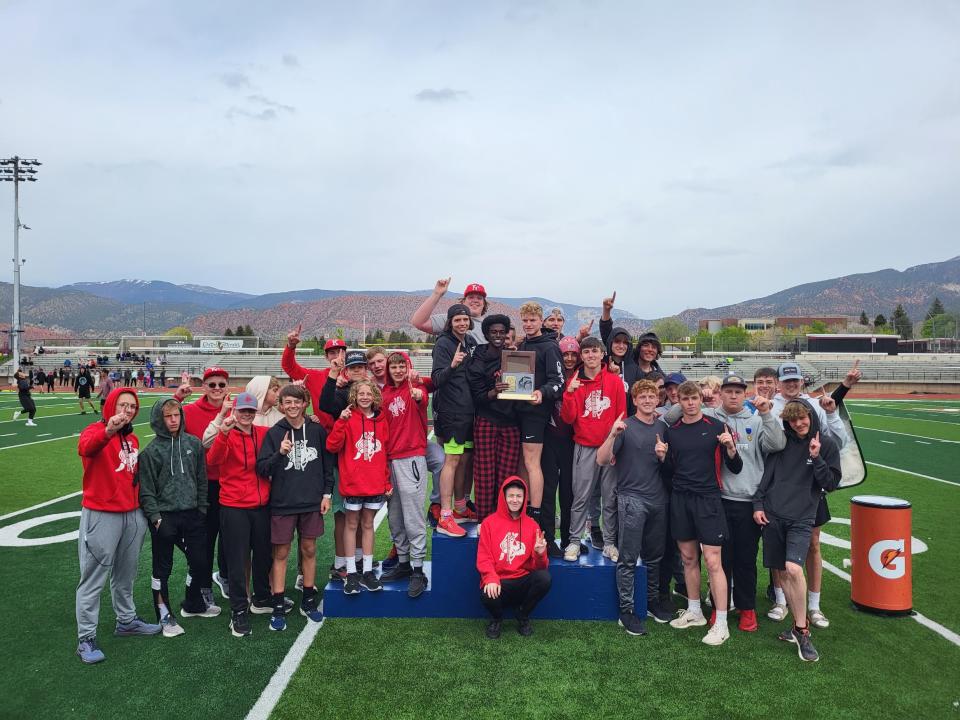Kanab High School’s boys track team won the Region 19 championship at <a class="link " href="https://sports.yahoo.com/ncaaw/teams/southern-utah/" data-i13n="sec:content-canvas;subsec:anchor_text;elm:context_link" data-ylk="slk:Southern Utah University;sec:content-canvas;subsec:anchor_text;elm:context_link;itc:0">Southern Utah University</a> on Thursday, May 11, 2023. | Provided by Kanab