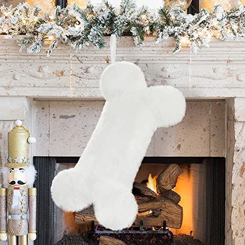 15) White Plush Bone Stocking