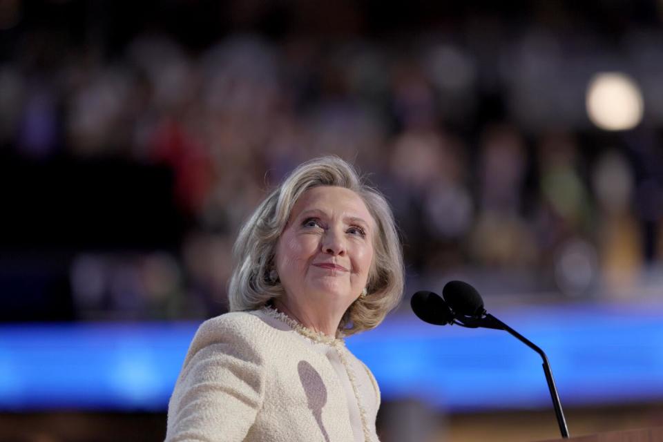 Former Secretary of State Hillary Clinton speaks at the Democratic National Convention in Chicago.