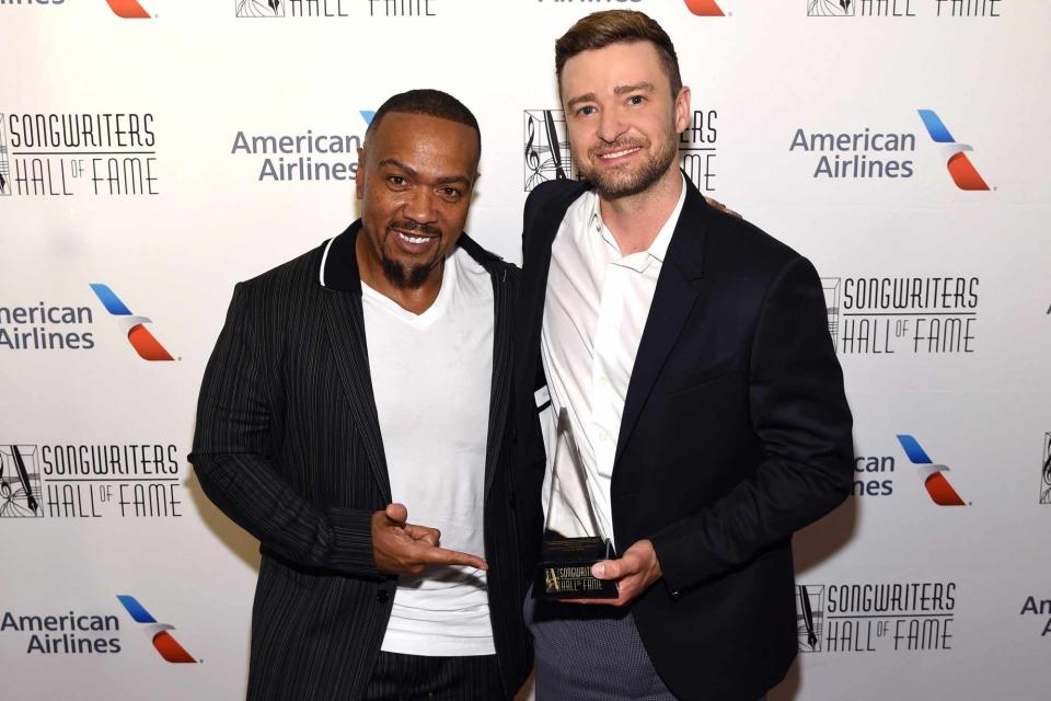 Larry Busacca/Getty for Songwriters Hall Of Fame Timbaland (left) and Justin Timberlake (right) at the Songwriters Hall Of Fame