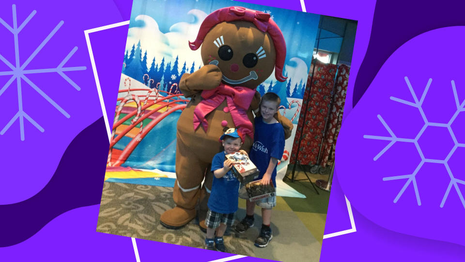 Casen Parsons, age 3 in this photo, who has a rare genetic disorder (left) and his older brother Radek, age 8 (right) during their first visit to the Give Kids the World Village in 2018. [Photo: Kristin Parsons]