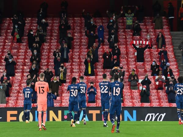 Emirates Stadium welcomed 2,000 fans into the stands for the first time in nine months (Photo/ Arsenal Twitter) 