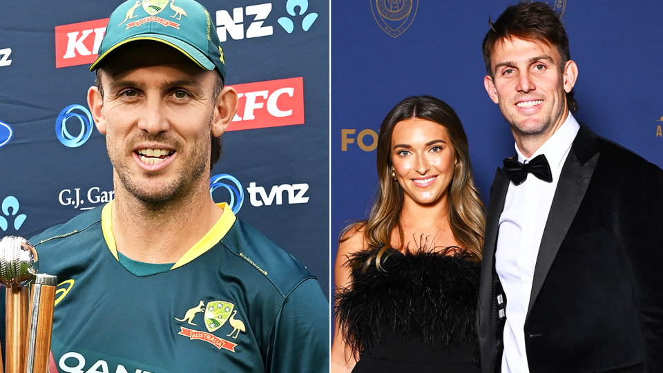 Mitch Marsh (pictured) has been rewarded for his sensational form and winning the Allan Border Medal after he was named the captain of the Aussie T20 World Cup squad. (Getty Images)