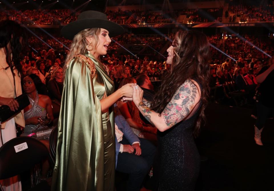 EXCLUSIVE ACCESS: Lainey Wilson and Ashley McBryde at the 58th Academy of Country Music Awards from Ford Center at The Star on May 11, 2023 in Frisco, Texas.