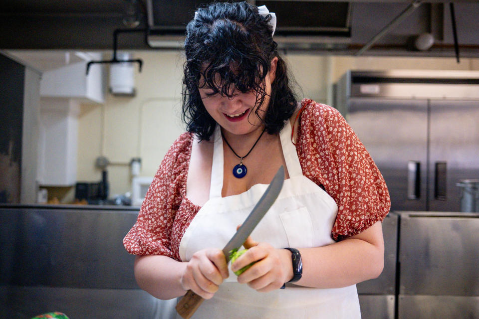 OU student Tiberius Hutchison prepares on April 17 for Passover at Emanuel Synagogue in Oklahoma City.