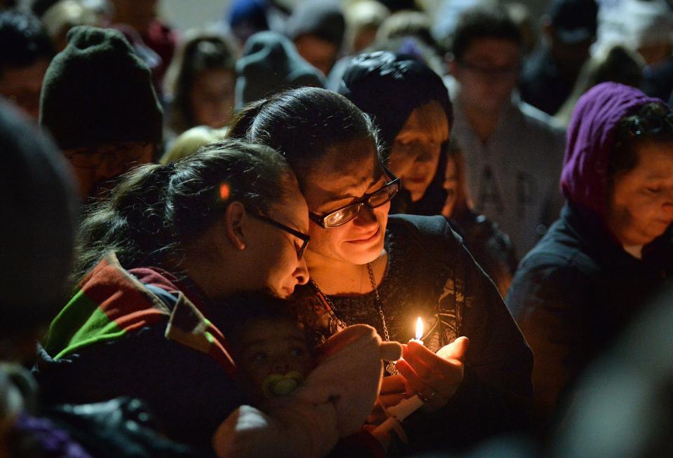 About 300 people attended a vigil outside the Wendy's restaurant near Edinboro on Jan. 28, 2020, to honor the memory of a restaurant manager, Alexander Cavanah, who was fatally shot during an attempted robbery on Jan. 25, 2020.