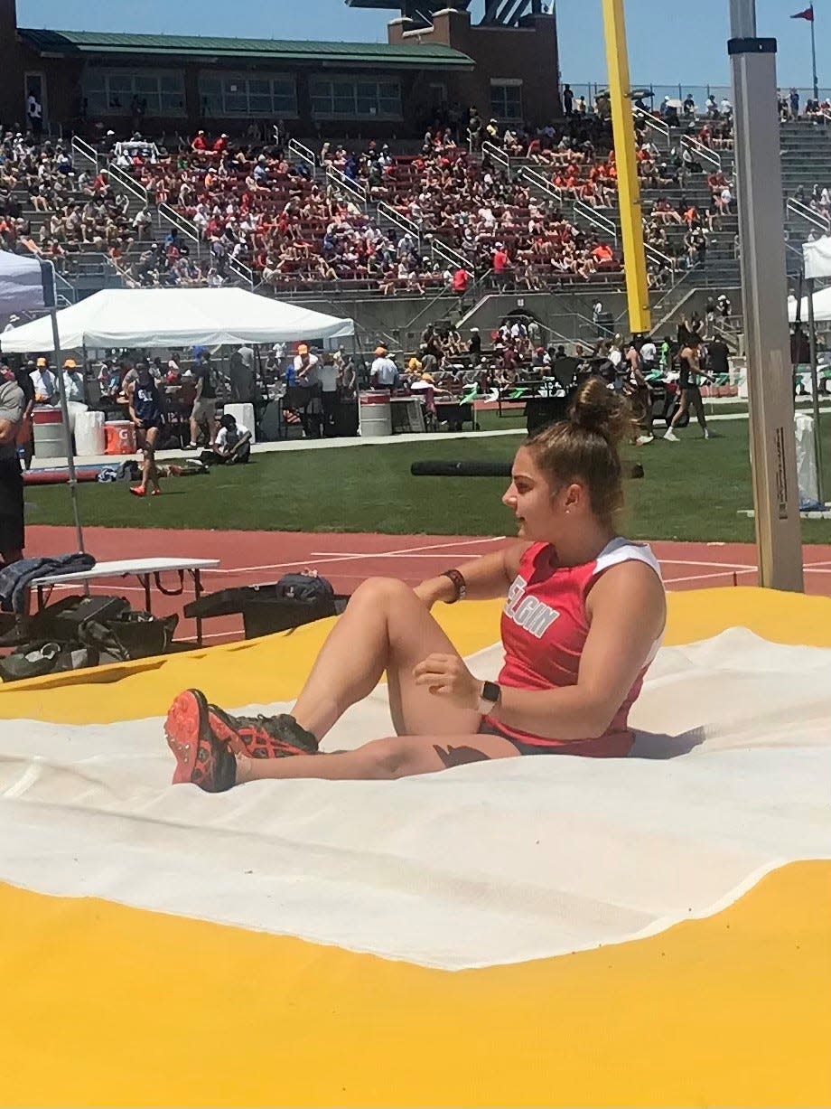 Elgin senior Tiffany Hix competes in the Division III girls state pole vault competition this year at Ohio State's Jesse Owens Memorial Stadium. Hix will pole vault at Wittenberg University next season.