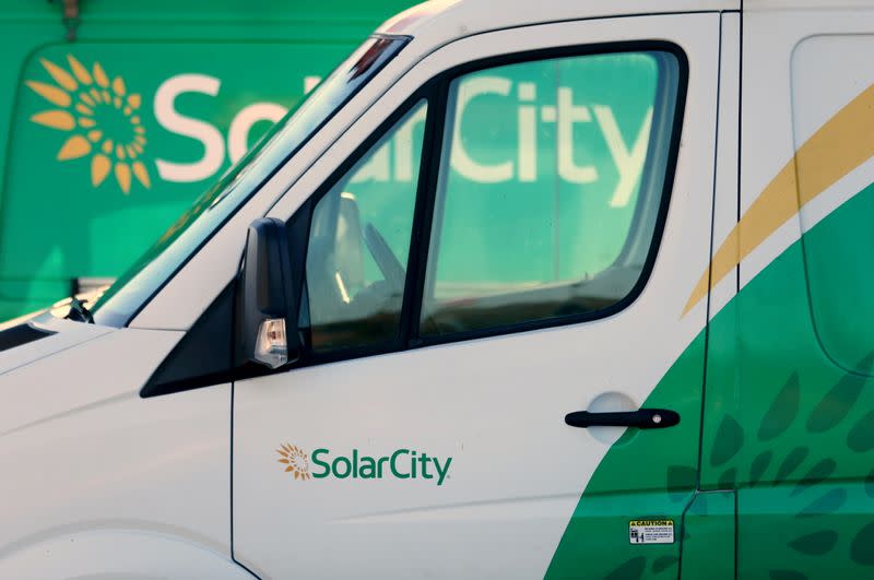 FILE PHOTO: SolarCity trucks are shown in San Diego, California