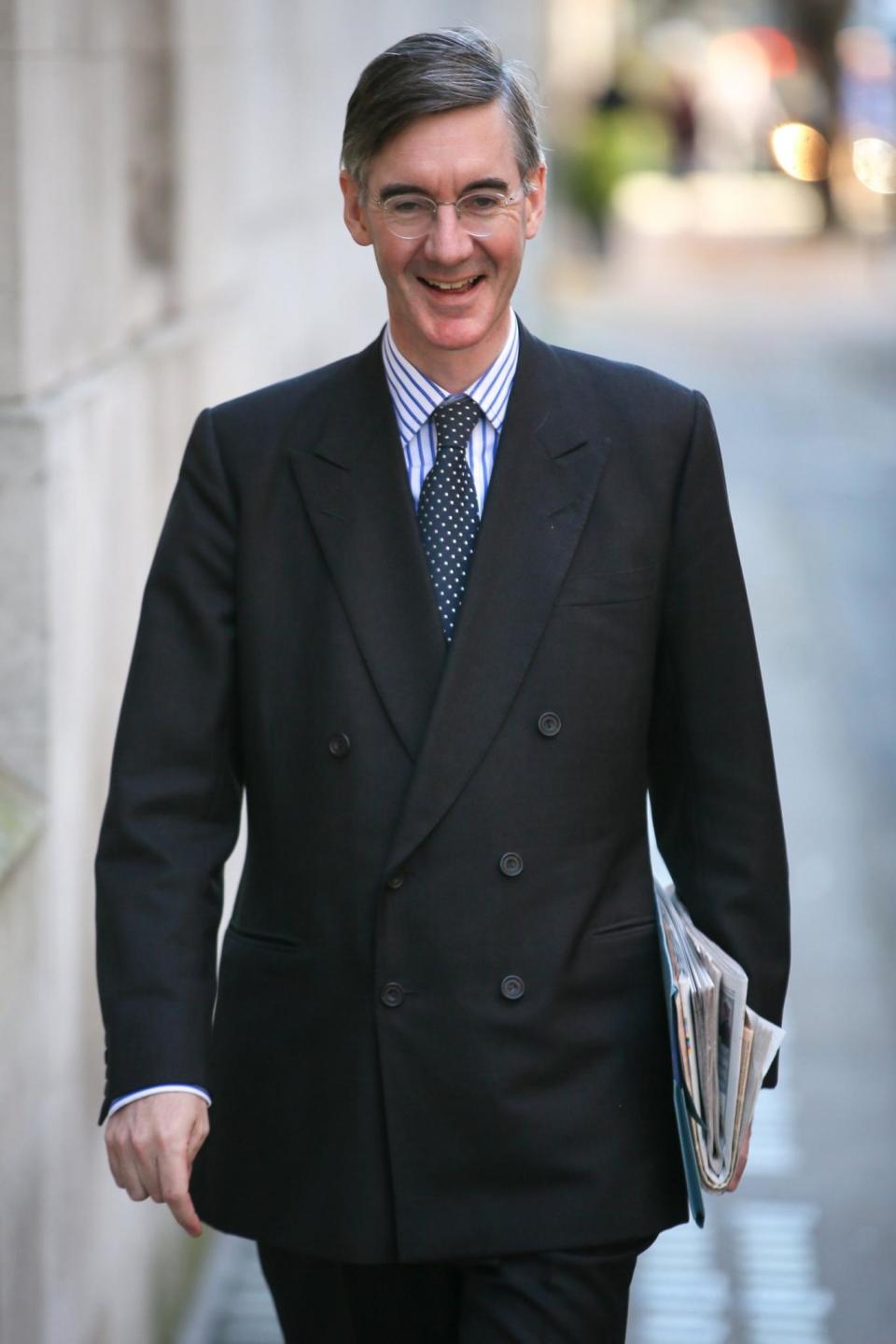 Jacob Rees-Mogg in Westminster as he submitted his letter (Getty Images)