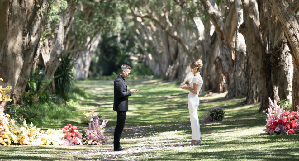 Lauren and Jono ended things during their brutal final vows. Credit: Channel Nine 
