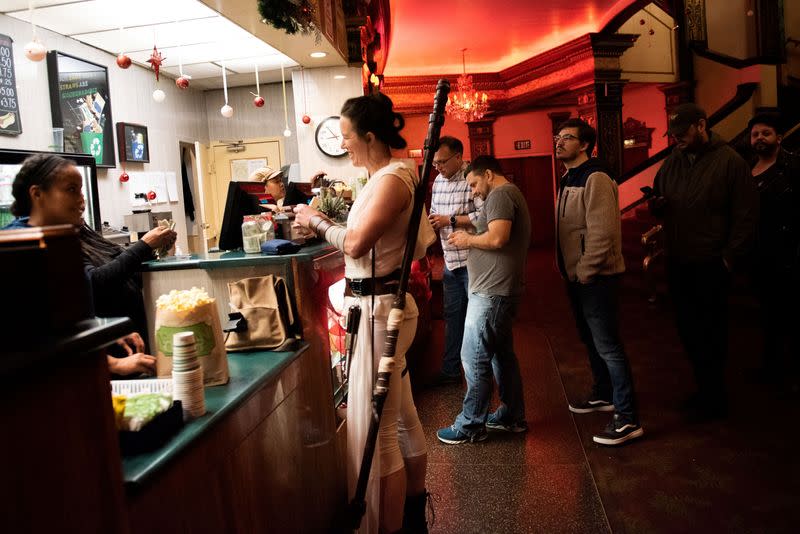 Fans arrive at the Grand Lake Theater for the opening of the final chapter of the Skywalker saga 'Star Wars: The Rise of Skywalker' in Oakland