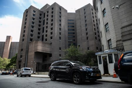 A medical examiner vehicle is seen Metropolitan Correctional Center jail where financier Jeffrey Epstein, who was found dead in the Manhattan borough of New York City
