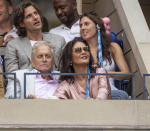 Michael Douglas, Catherine Zeta-Jones, Tiler Peck, Tommy Dunn attend US Open Championships mens final between Rafael Nadal (Spain) & Daniil Medvedev (Russia) at Billie Jean King National Tennis Center (Photo by Lev Radin/Pacific Press/Sipa USA)