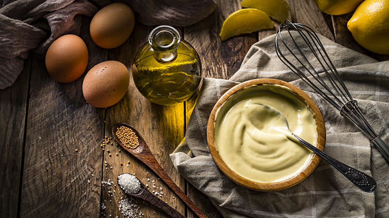 homemade mayonnaise with ingredients