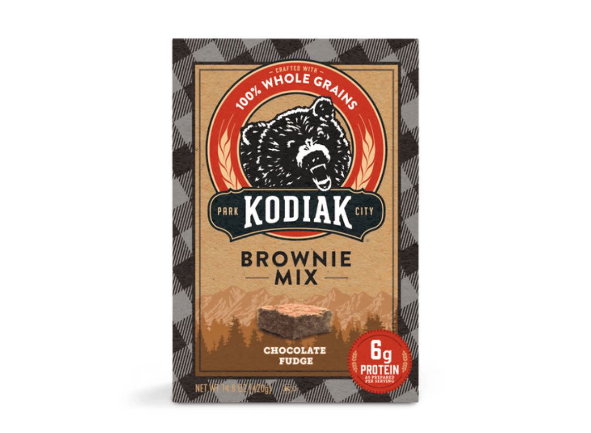 box of Kodiak brownie mix on a white background