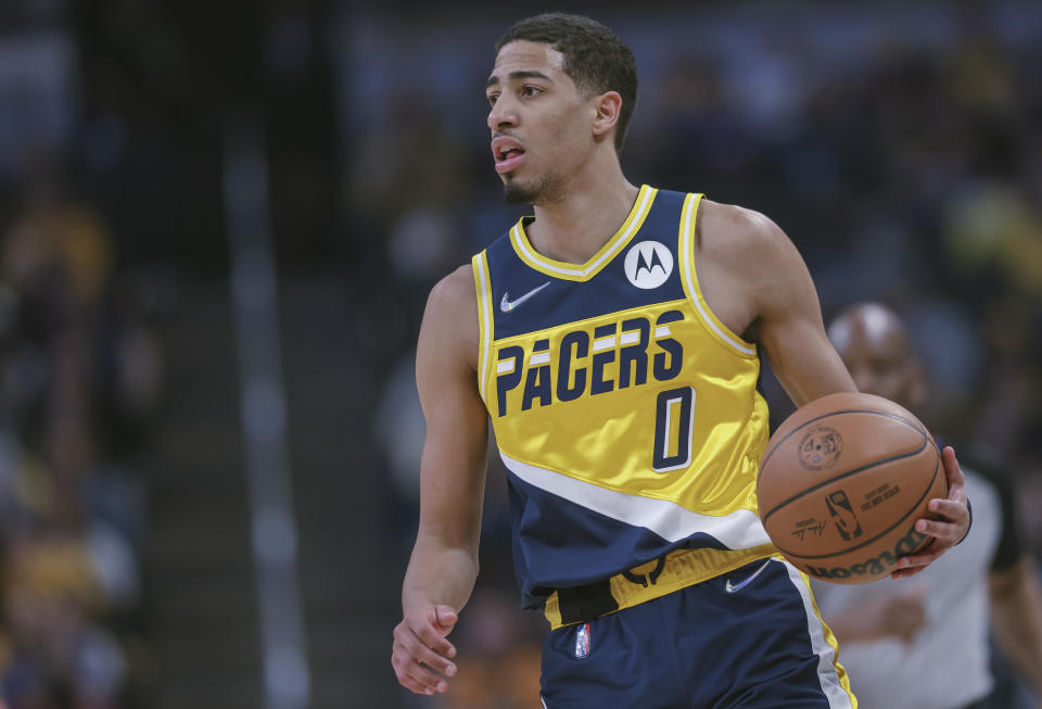 Tyrese Haliburton #0 of the Indiana Pacers has huge fantasy upside