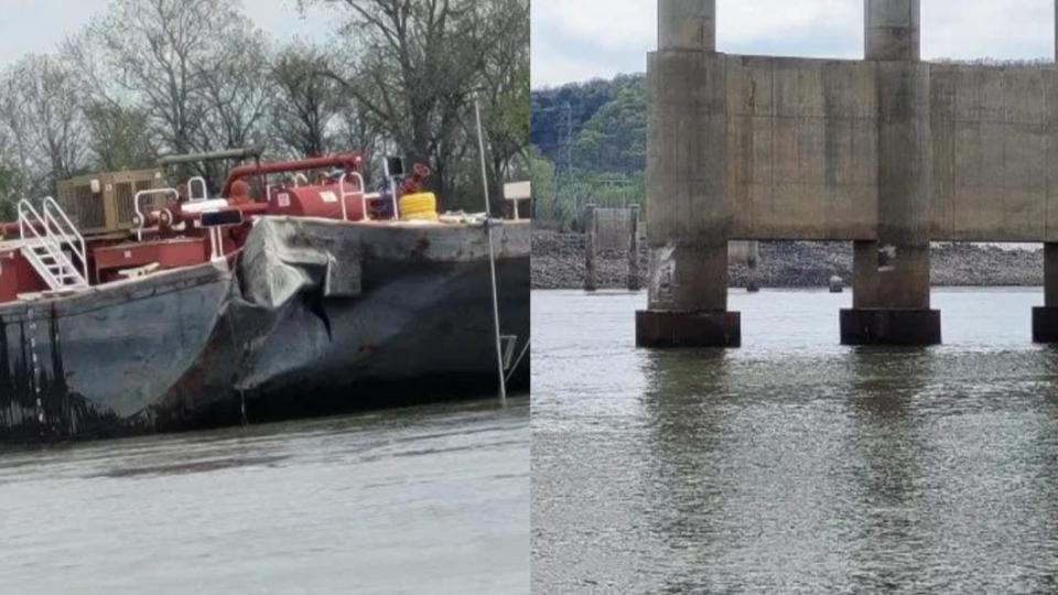 美國俄克拉荷馬州（Oklahoma）30日發生「船隻撞橋」事故。（圖／翻攝自 X）