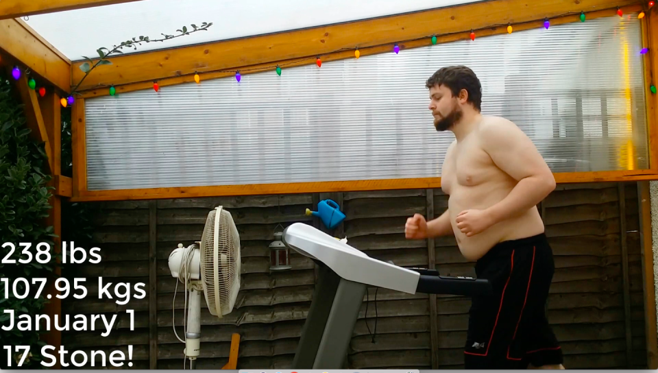 Billy Richards recorded his weight loss journey in a time-lapse video [Photo: Caters]