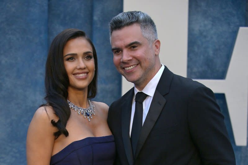 Jessica Alba (L) and Cash Warren attend the Vanity Fair Oscar party in 2023. File Photo by Chris Chew/UPI