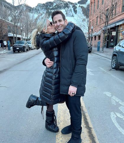 <p>Heather El Moussa/instagram</p> The El Moussas posing in front of the snowy mountains in Aspen.