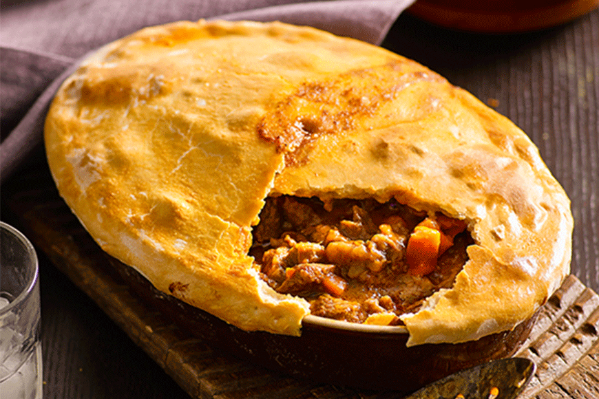 This winter warmer boasts a crisp pastry topping and beautiful slow-cooked beef filling, and it’s easy as pie to make!<br><br><a rel="nofollow" href="https://au.lifestyle.yahoo.com/better-homes-gardens/recipes/r/17911962/steak-and-ale-pie-recipe" data-ylk="slk:Steak and ale pie recipe;elm:context_link;itc:0;sec:content-canvas" class="link ">Steak and ale pie recipe</a>.