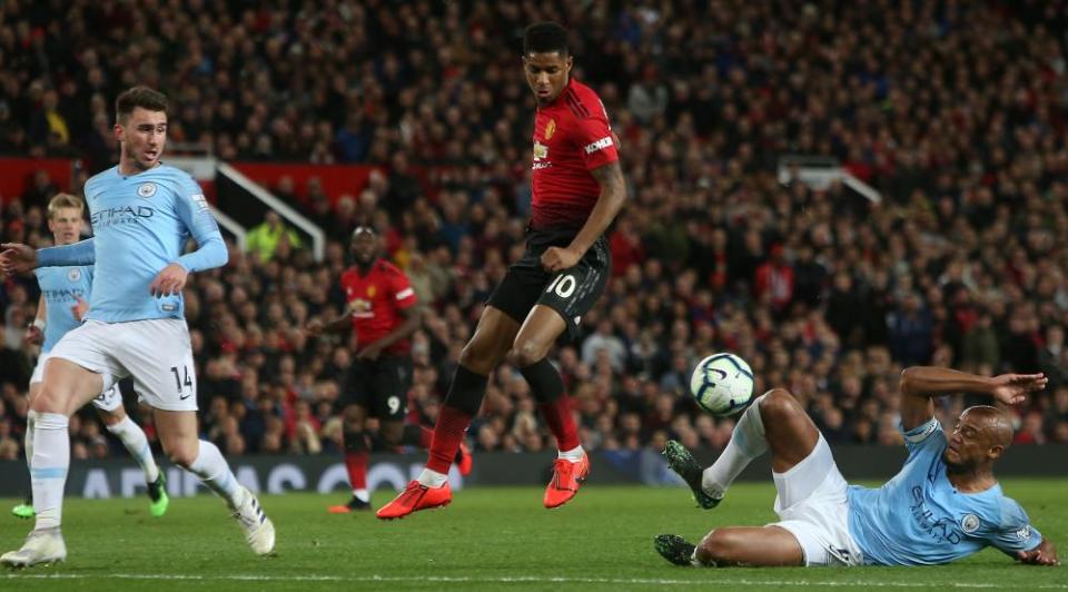 Marcus Rashford made life difficult for Aymeric Laporte and Vincent Kompany.