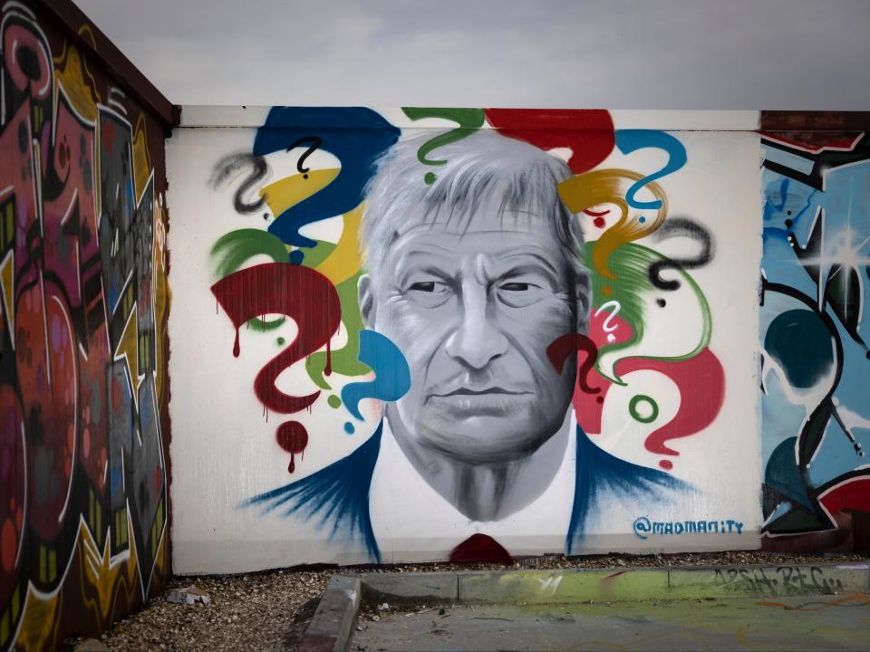 Graffiti depicting the late Amess, who was killed on Friday, appeared on a wall in Leigh-on-Sea this morning (Getty)