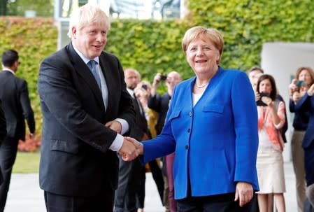 German Chancellor Merkel meets Britain's Prime Minister Johnson at the Chancellery in Berlin