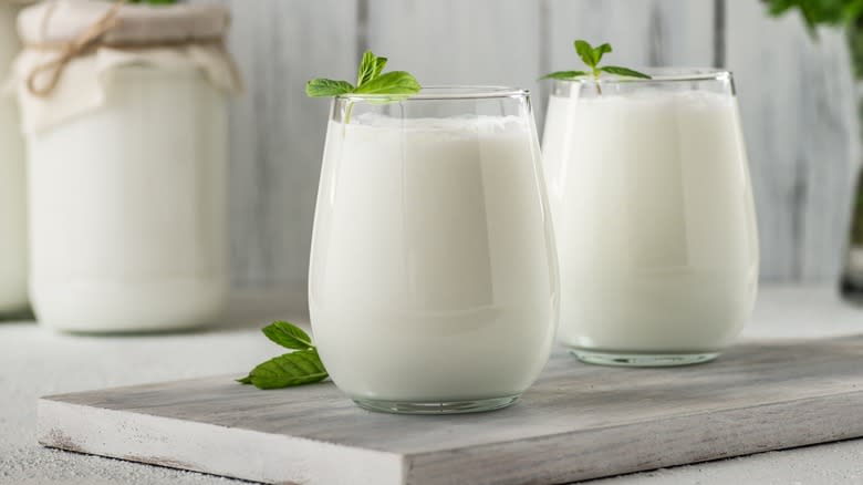 Glasses of buttermilk