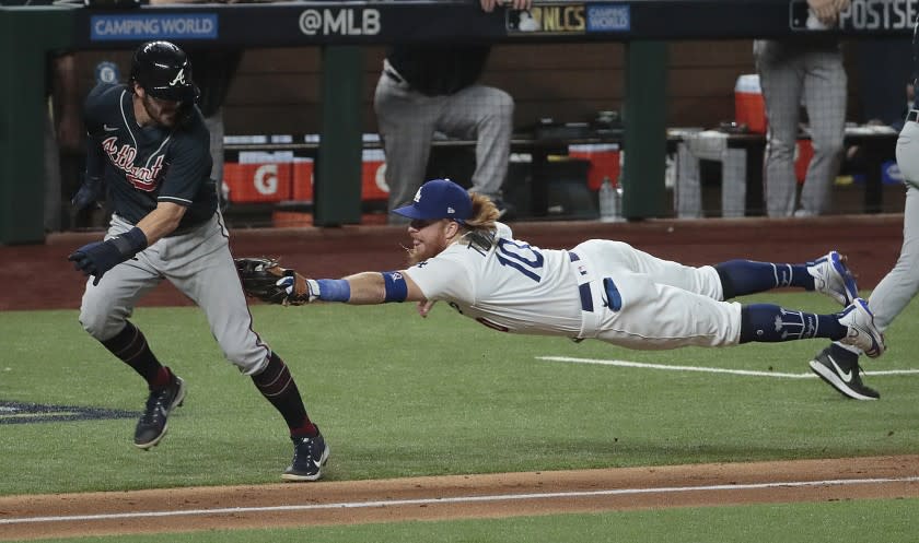 Arlington, Texas, Sunday, October 18, 2020. Los Angeles Dodgers third baseman Justin Turner.