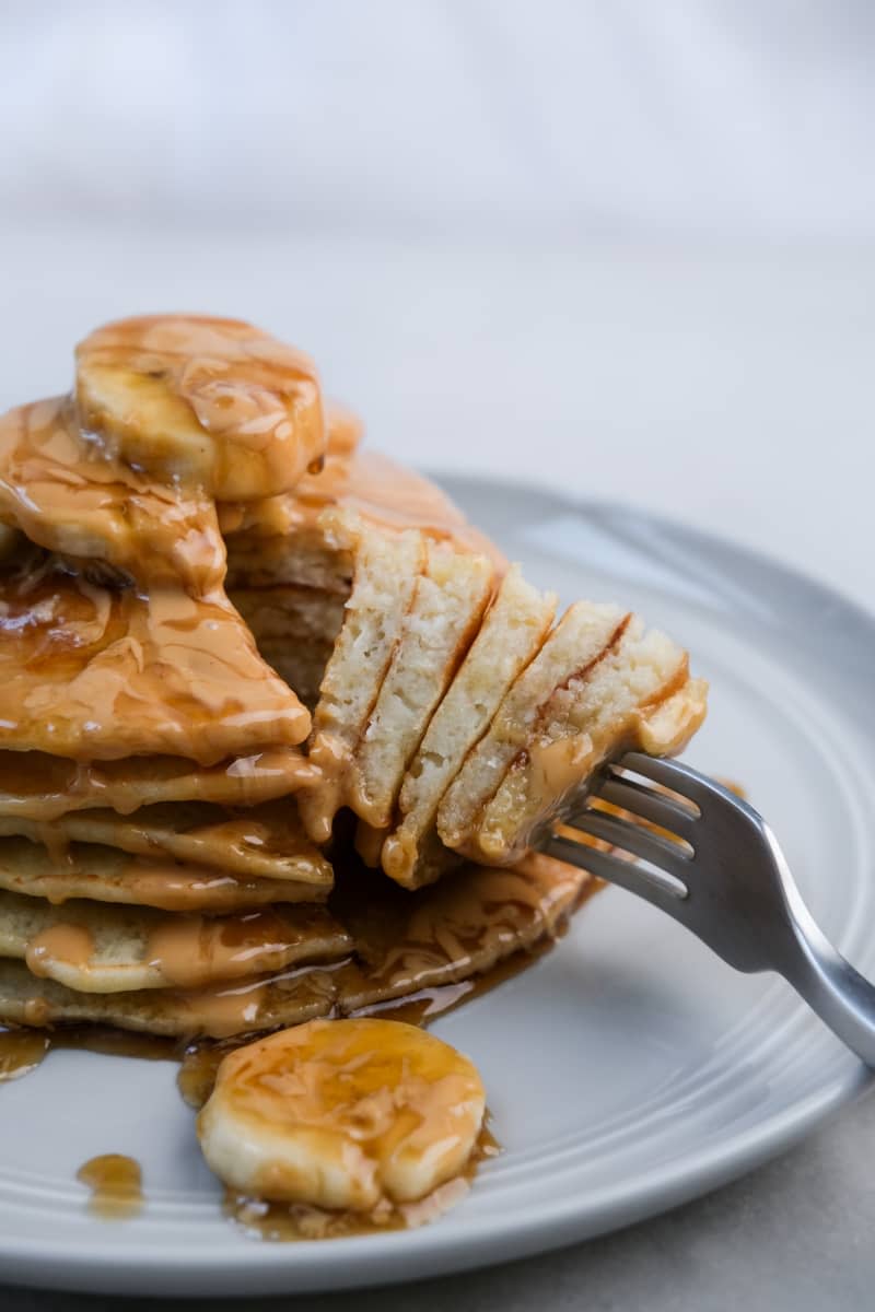 The Rock's coconut banana pancakes on a plate.