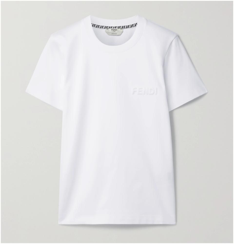 FENDI Embossed cotton-jersey T-shirt