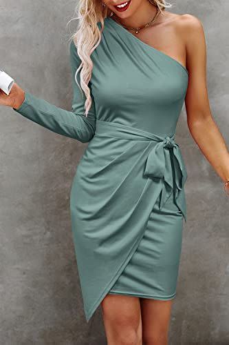 8) One Shoulder Ruched Dress