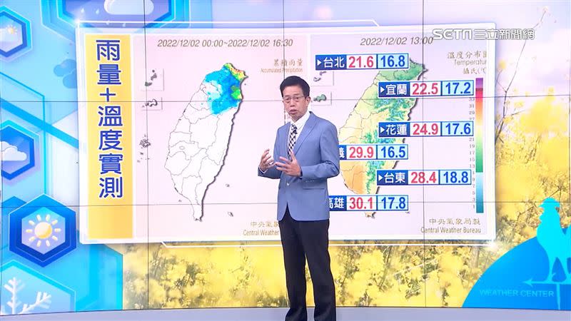 今日雨區主要集中在北台灣。