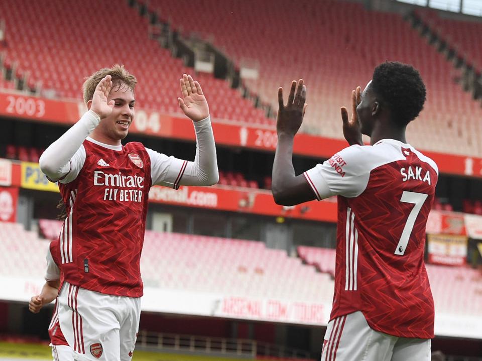 Emile Smith Rowe and Bukayo Saka have been standout players at Arsenal this season (Arsenal FC via Getty Images)