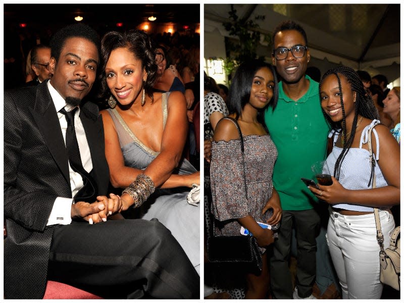 Chris Rock with his then-wife Malaak Compton Rock and daughters Lola and Zahra.