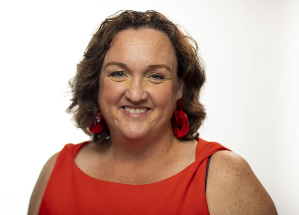 Katie Porter, author of "I Swear: Politics Is Messier Than My Minivan," at the Los Angeles Times Festival of Books.