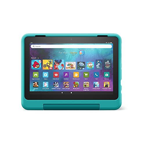 All-new Amazon Fire HD 8 Kids Pro tablet, 8" HD display, ages 6-12, 30% faster processor, 13 hours battery life, Kid-Friendly Case, 32 GB, (2022 release), Hello Teal