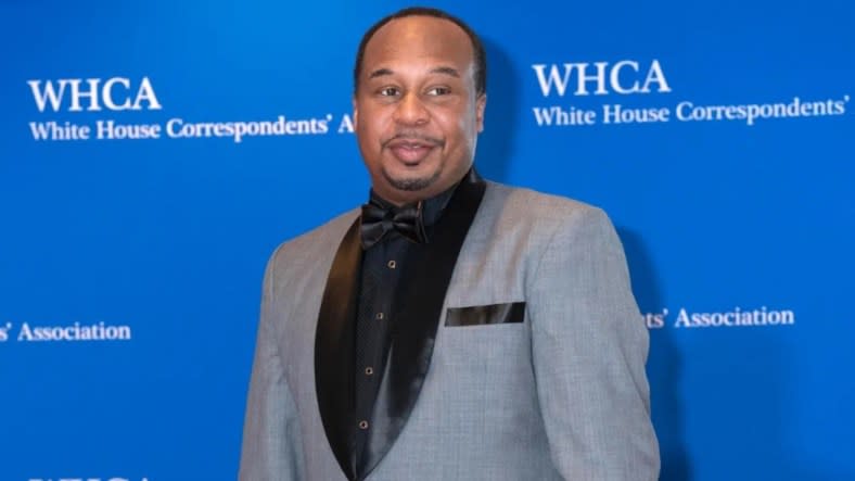 Roy Wood Jr. poses for photographers as he arrives to the annual White House Correspondents’ Association Dinner in April 2022. The comedian has announced he won’t be returning to Comedy Central’s “The Daily Show” cast. (Photo by Jose Luis Magana/AP, File)