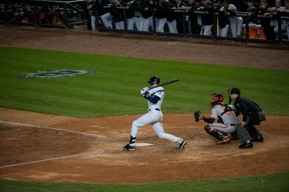 NEW YORK, NY - SEPTEMBER 25:  Derek Jeter #2 of the New York Yankees hits a walk off single during the game against the Baltimore Orioles at Yankee Stadium on Thursday, September 25, 2014 in the Bronx Borough of New York. (Photo by Taylor Baucom/MLB Photos via Getty Images) 