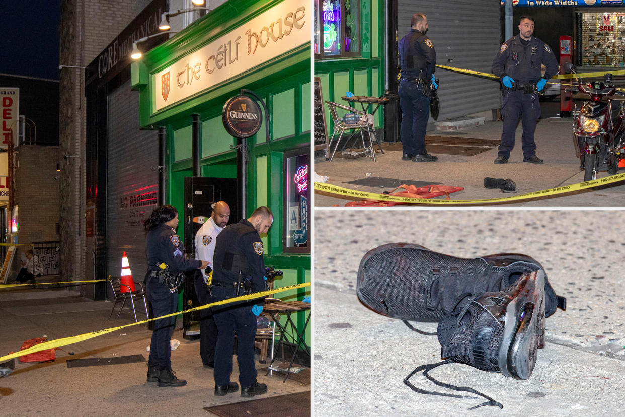 A 41-year-old woman was fatally stabbed in the neck at a Queens pub on Saturday.