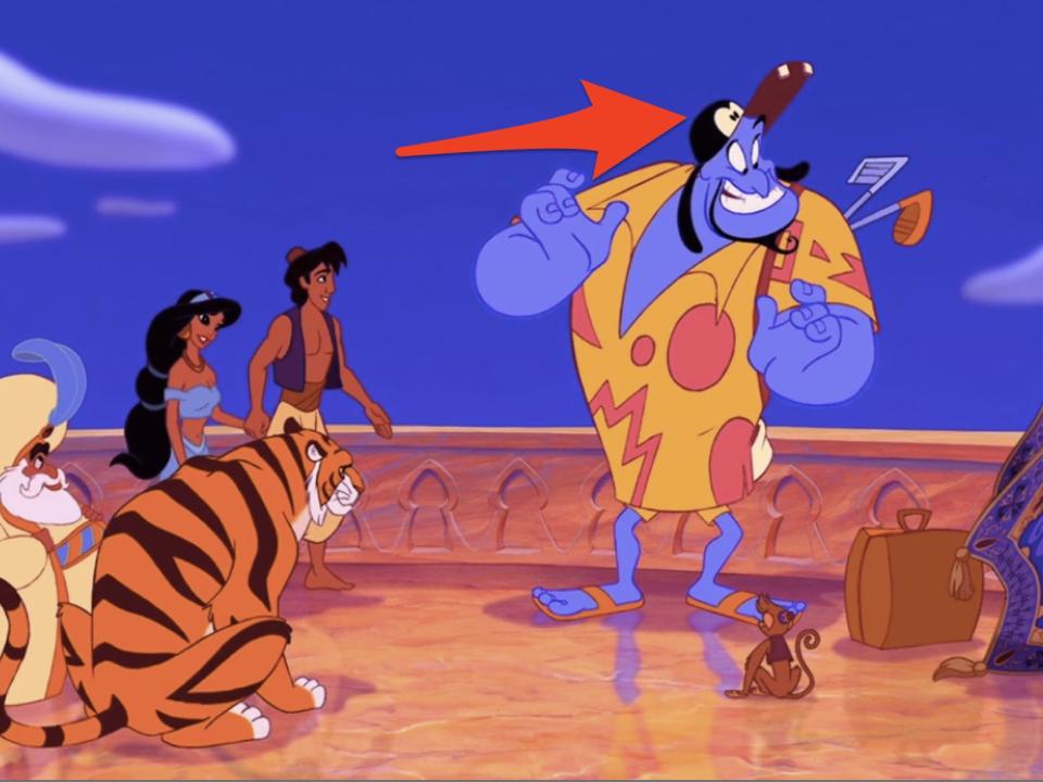 genie wearing goofy hat in aladdin