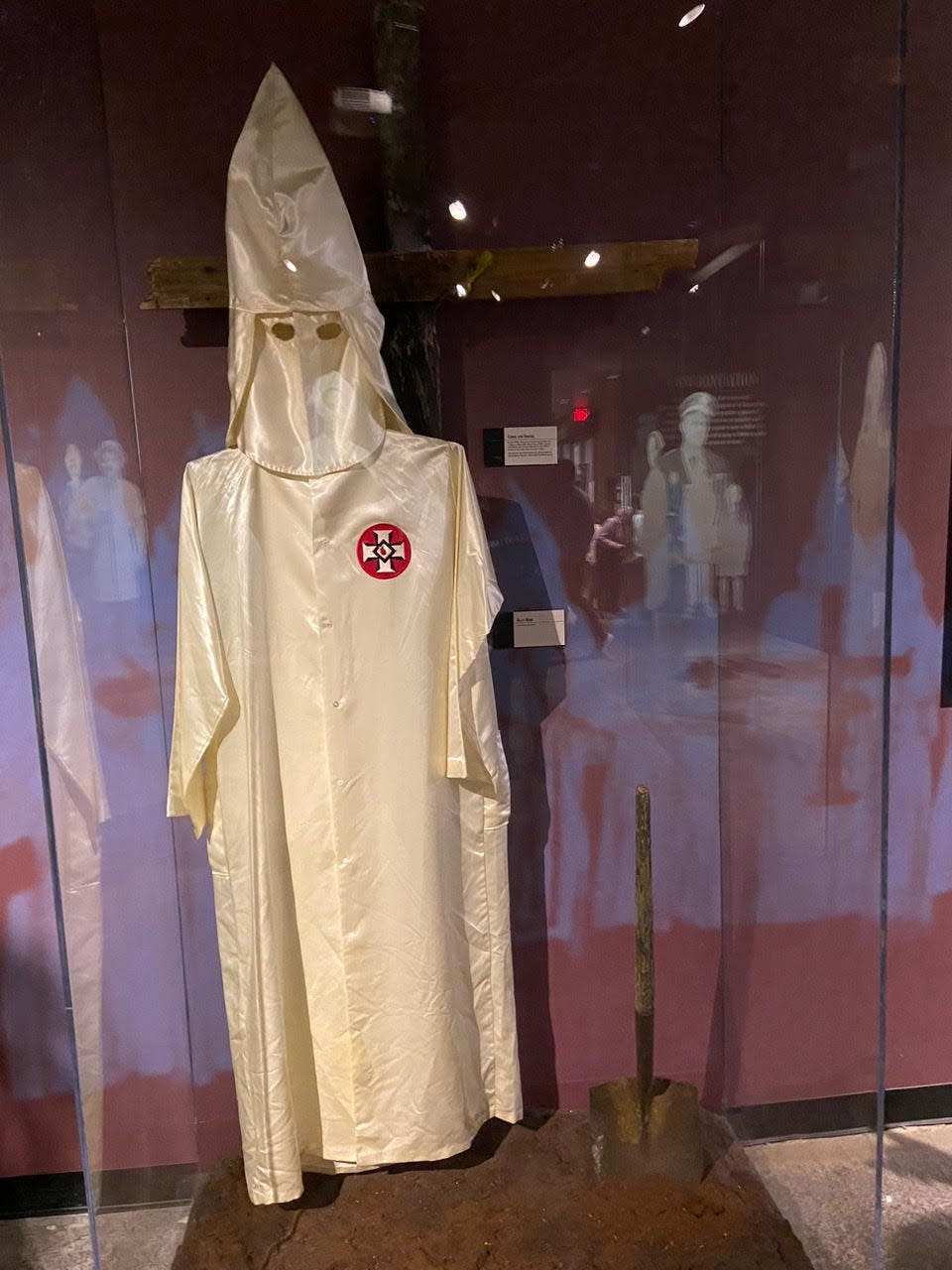 A hologram of a member of the Ku Klux Klan, an American white supremacist hate group that lynched many Black Americans.