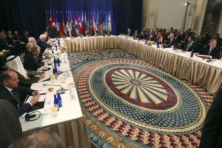 A meeting of Foreign Ministers about the situation in Syria is pictured at the Palace Hotel in the Manhattan borough of New York December 18, 2015. REUTERS/Carlo Allegri
