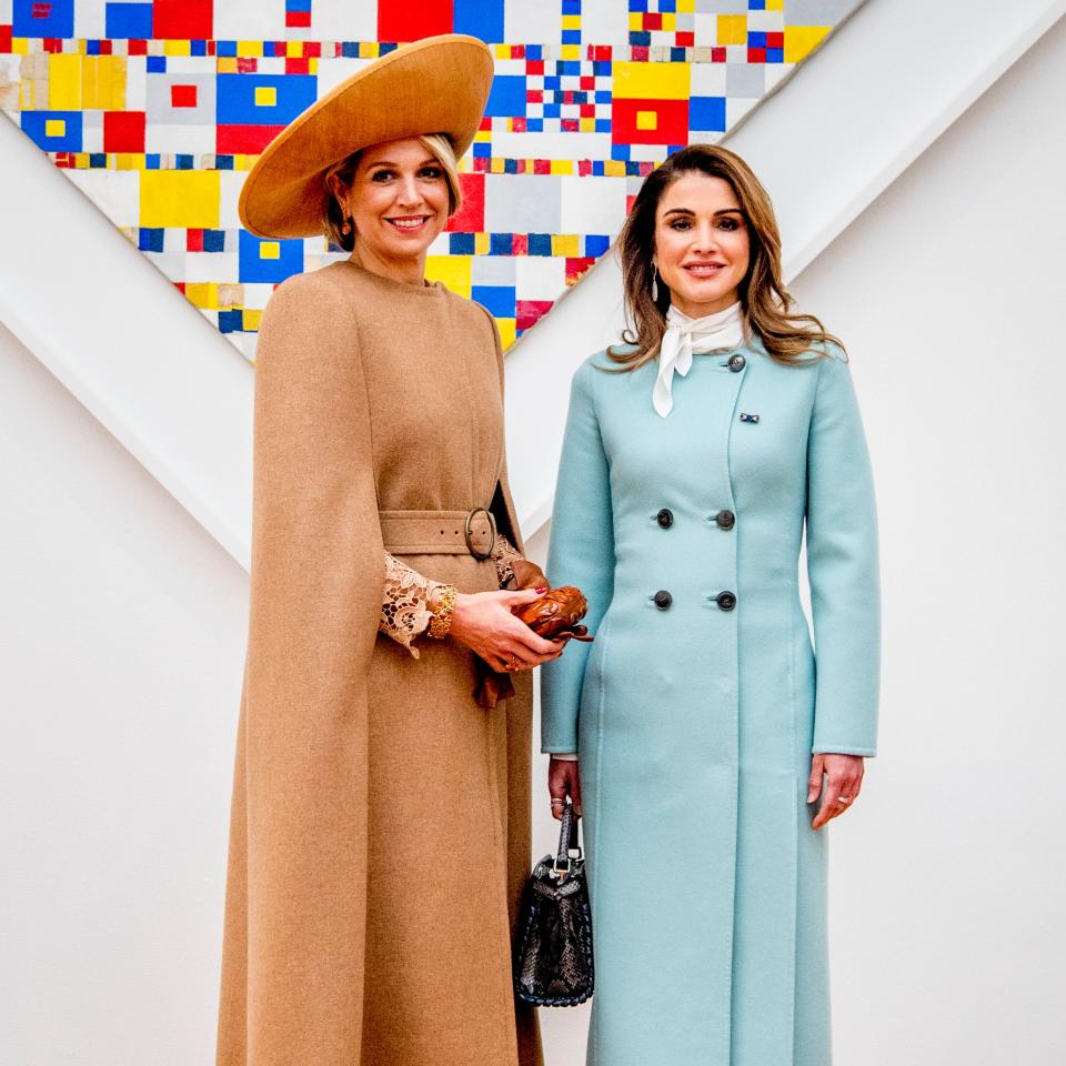 The monarchs, Queen Rania of Jordan and Queen Maxima of the Netherlands, went sightseeing in ladylike, polished pieces.