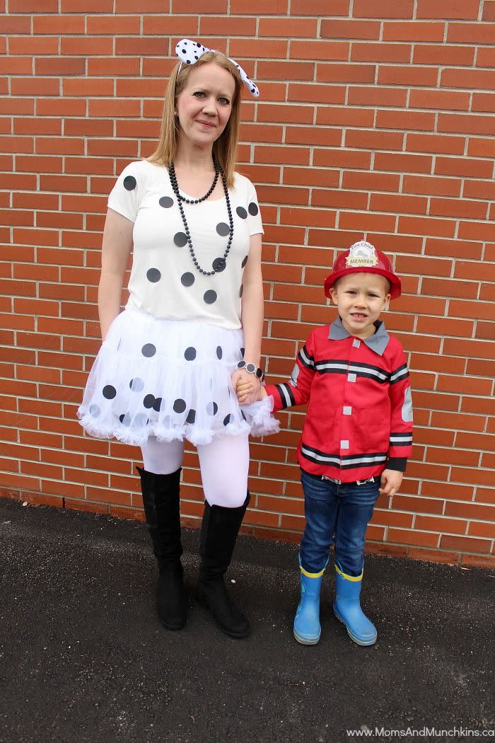 Mother-Son Dalmatian and Firefighter Halloween Costume