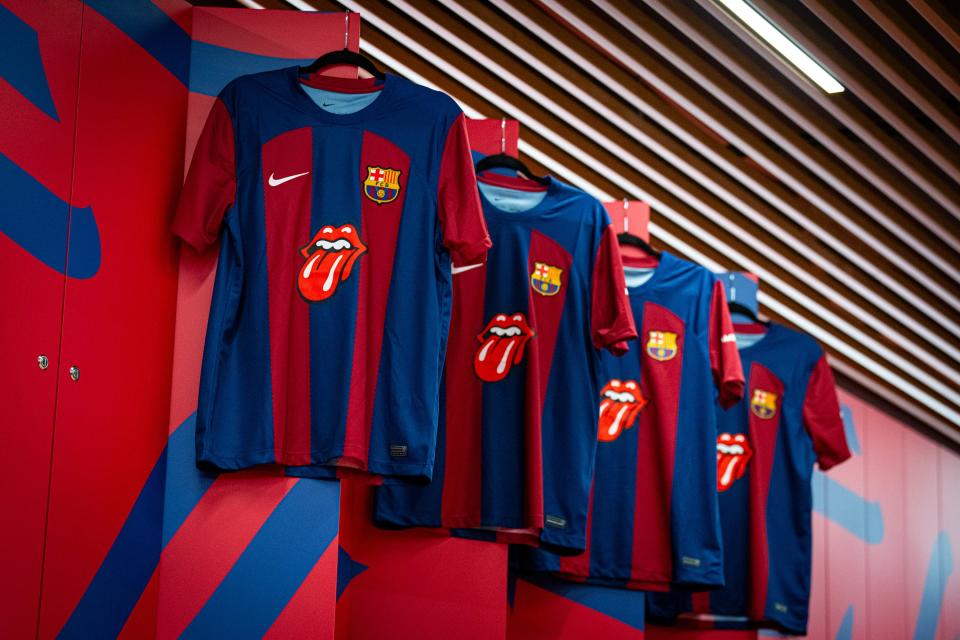 FC Barcelona will feature The Rolling Stones' Tongue and Lips logo on its kits for an El Clásico game against Real Madrid as part of its sponsorship deal with Spotify.