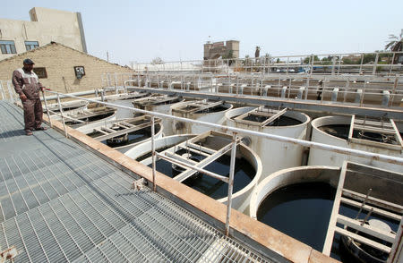 Water tanks of at Al-buradieiah Water Treatment Plant damaged are seen on the banks of the Shatt al-Arab in Basra, Iraq September 17, 2018. REUTERS/Essam al-Sudani/Files